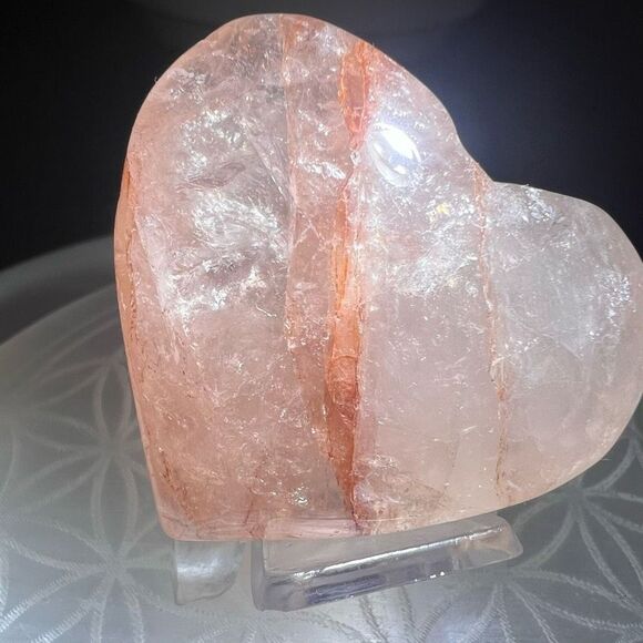Fire‎ Quartz Crystal Heart Carving (#1) - Picture 3 of 16